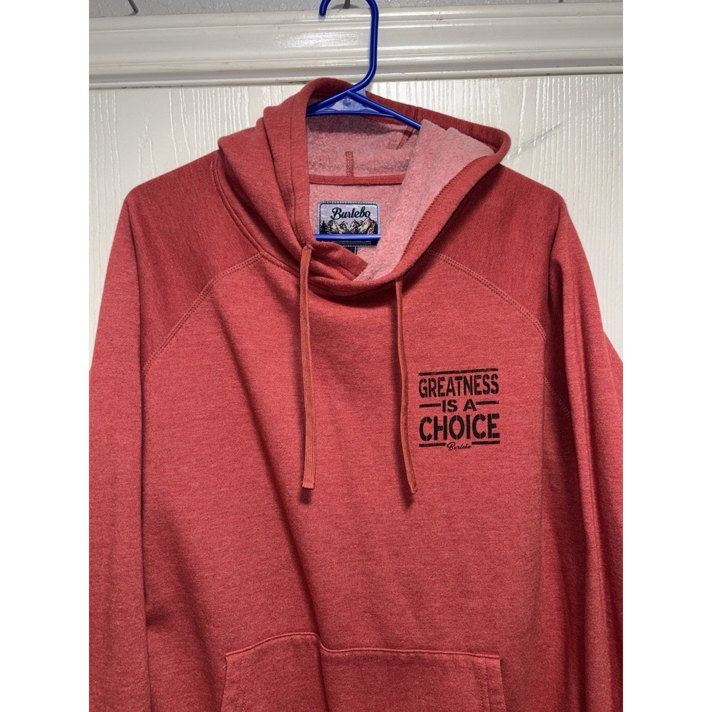 Burlebo Men's Red Fleece Pullover Hoodie Greatness Graphic Logo Size L - Picture 2 of 5
